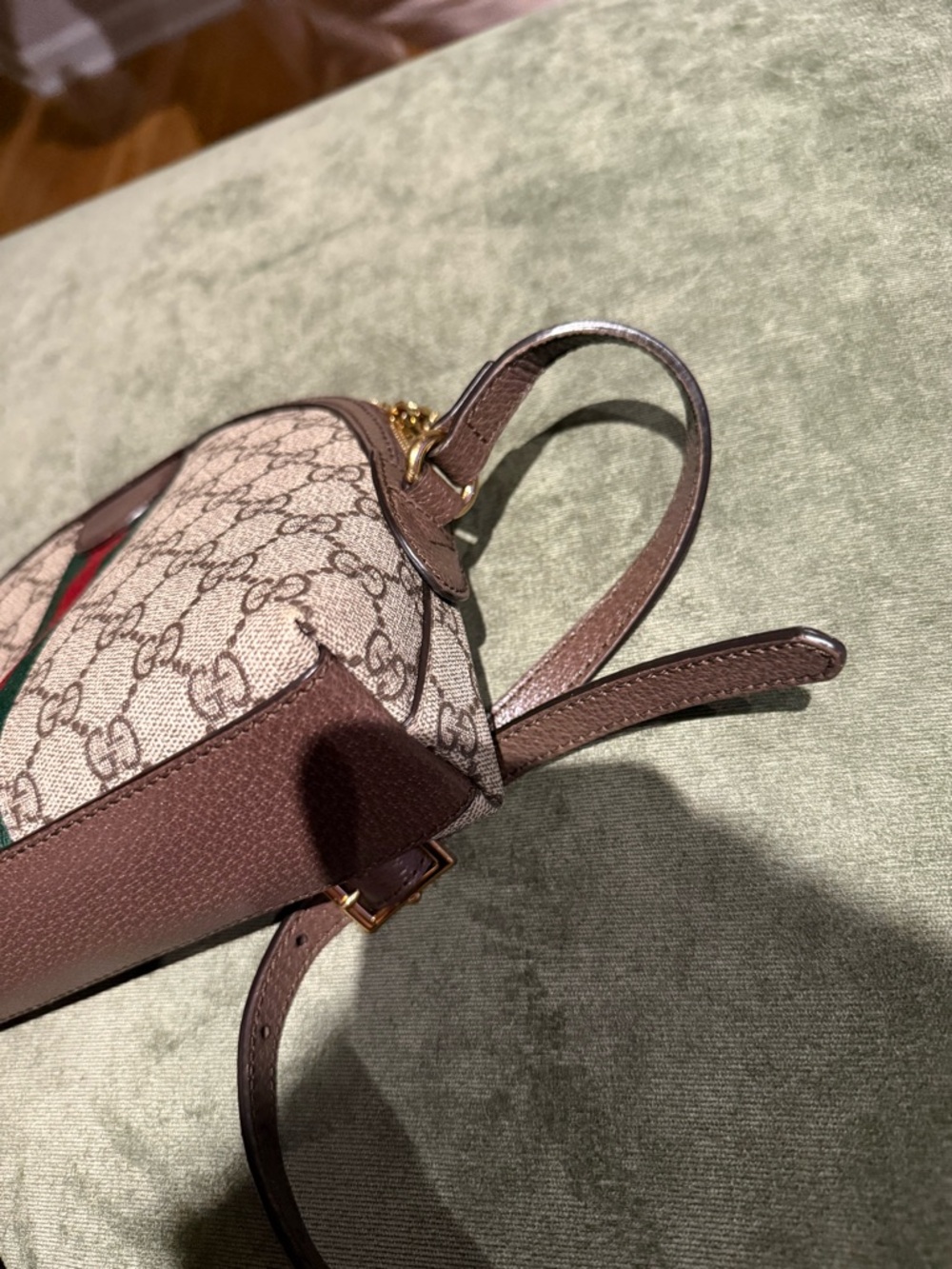Gucci GG Supreme Crossbody with Green and Red Web Stripe - Picture 9 of 16